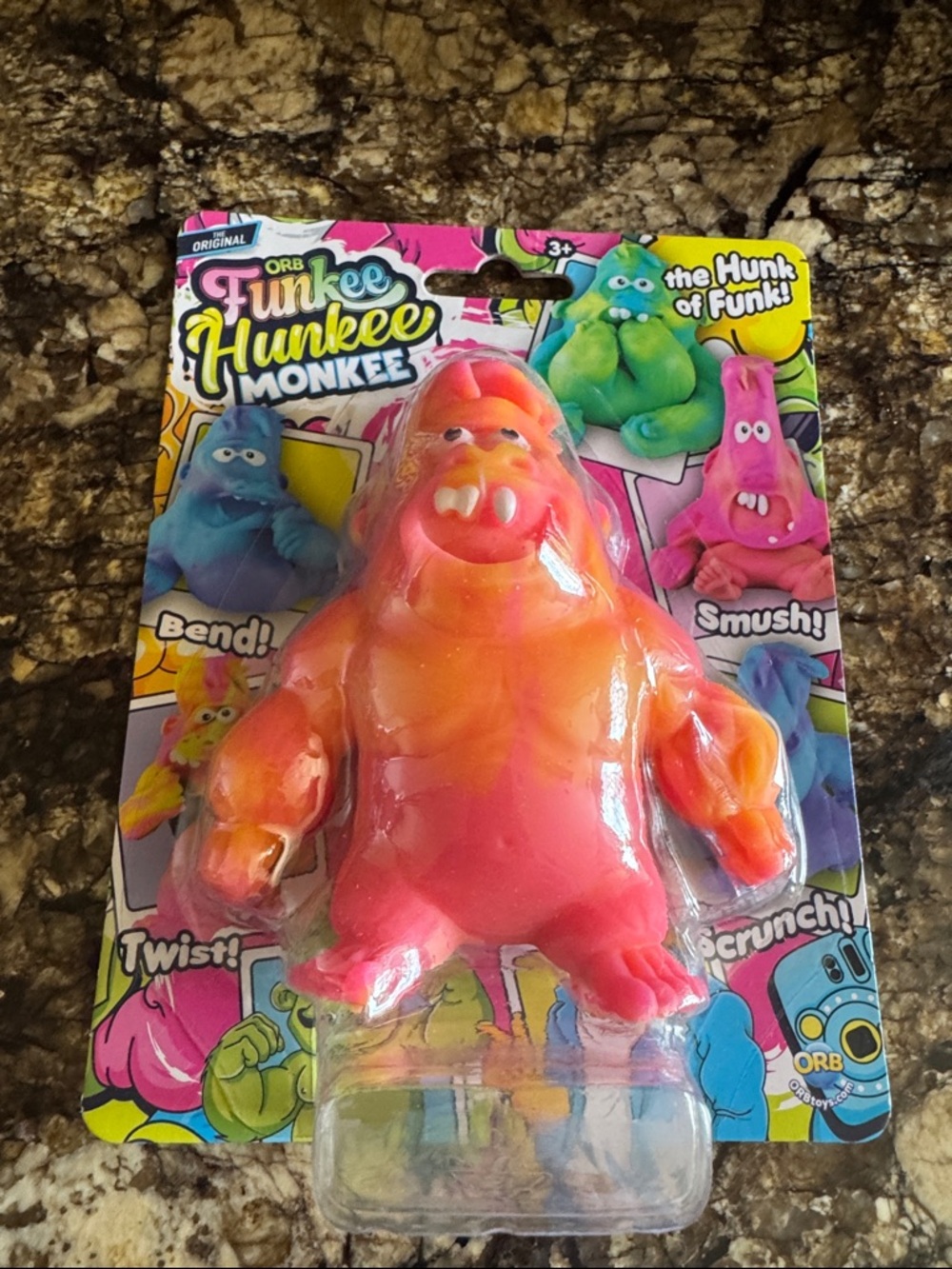 Orb Funkee Hunkee Monkee Stretch Toy Fidget Sensory Bend Twist Orange and Red